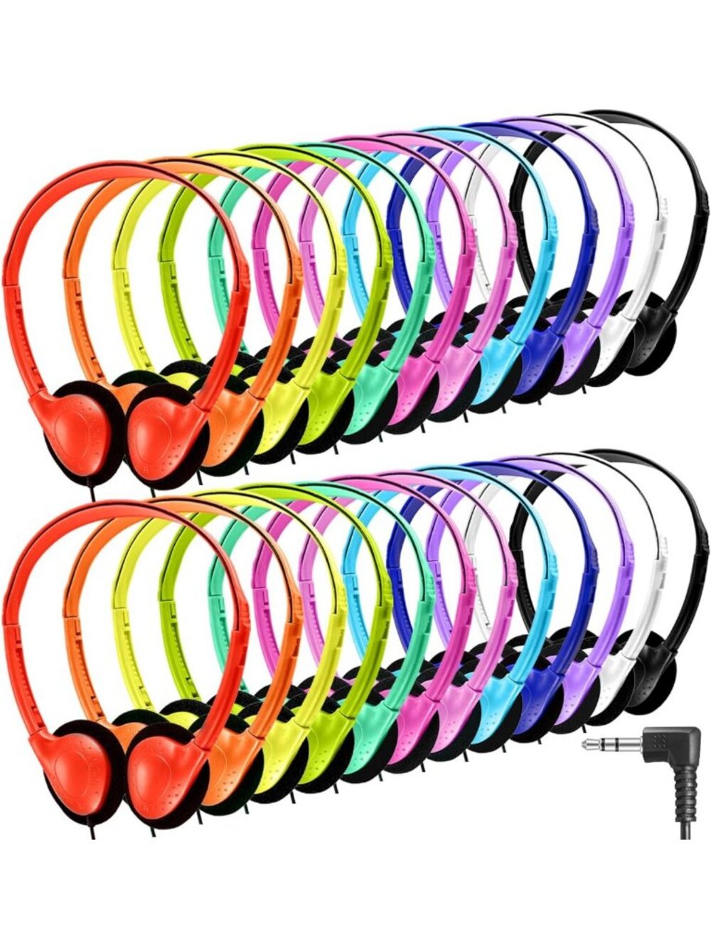 Bulk Classroom Headphones 54 Pack - Comfy On-Ear Earphones for School & Travel